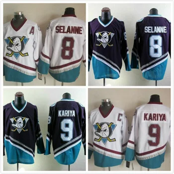 # 8 Майки Selanne # 9 Kariya The Mighty Ducks Ice Hockry, сшитые из США, Размер S-3xL