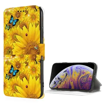 Sunflower Butterfly iPhone SE Чехол-бумажник для iPhone 7/8 с Держателем Карты, Прочный Противоударный Чехол из Искусственной Кожи Премиум-Класса 4,7 дюйма