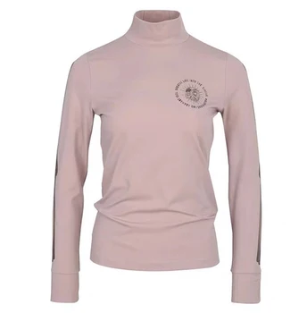 Женская футболка Amazingcre Golf Wear С длинным рукавом, Осенняя новинка 2023 года, Воротник-стойка, Простая И удобная Нижняя рубашка