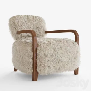 Кресло Runxi Yeti из овчины, кресло для гостиной, мебель для гостиной с кожаной обивкой
