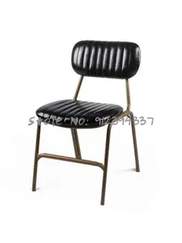 Обеденный стул из кованого железа в стиле ретро американского кантри в индустриальном стиле ЛОФТ дизайнерский кожаный стул для ресторана кафе