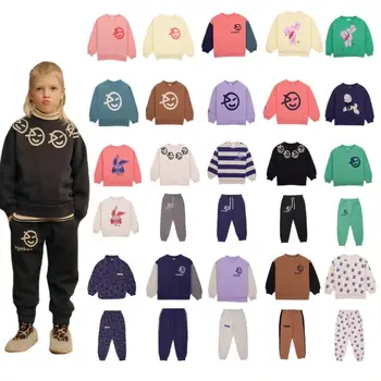 Предпродажа Wyn 2023, осень-зима, Новые комплекты детской одежды для мальчиков, толстовки и спортивные штаны для девочек, костюмы, теплая детская одежда