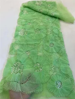 расшитая бисером свадебная ткань роскошное французское сетчатое кружево африканские блестки кружевная ткань нигерийское свадебное платье materials5y