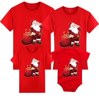 Рождественская футболка для всей семьи с принтом Санта-Клауса, футболка для мамы, папы, Дочки и Сына, Одежда для взрослых, Детская Рождественская одежда, Топы, 1 шт.