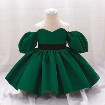 Рождественское платье для девочек для первого малыша Детское праздничное платье принцессы Вечерняя одежда Зеленый новогодний костюм Санты на Крестины