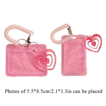Розовый футляр для карточек, прозрачный трехдюймовый футляр для карточек, чехол для защиты пластиковых карт своими руками, канцелярские принадлежности, Декоративные подарки для девочек и женщин